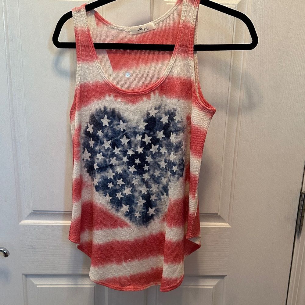 Gaze Red and White Star Heart Tank Top